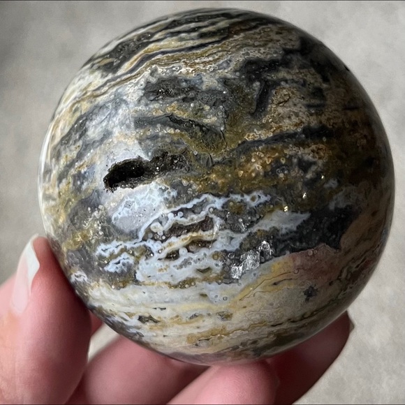 Ocean Jasper Sphere w/ Druzy Pockets - Picture 4 of 10